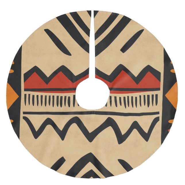 African background in warm colors brushed polyester tree skirt (Front)