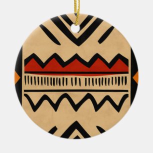 African background in warm colours ceramic tree decoration
