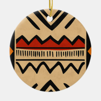 African background in warm colours ceramic tree decoration