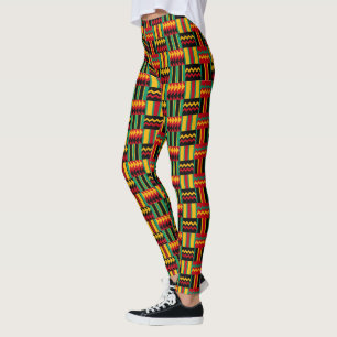 African Basket Weave Pride Red Yellow Green Black Leggings