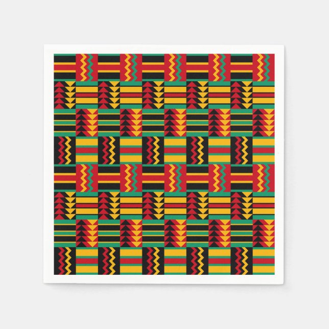 African Basket Weave Pride Red Yellow Green Black Napkin (Front)