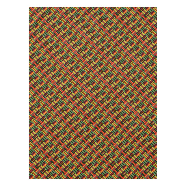 African Basket Weave Pride Red Yellow Green Black Tablecloth (Front)