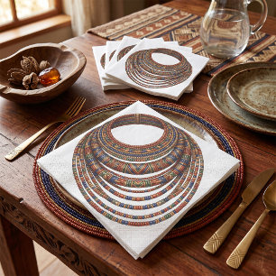 African Beaded Collar Necklace Tribal Napkin