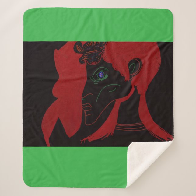 African Beastmaster Queen Sherpa Blanket (Front)