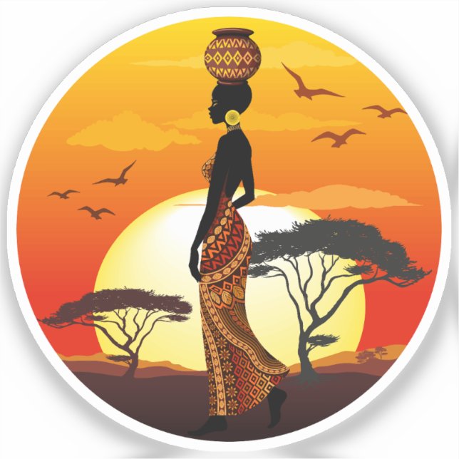 African Beautiful Woman Silhouette on African Suns (Front)
