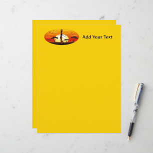 African Beautiful Woman Silhouette on African Suns Custom Letterhead