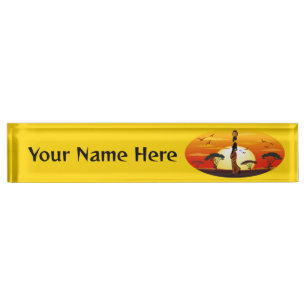 African Beautiful Woman Silhouette on African Suns Nameplate