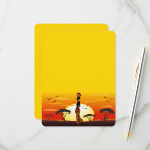 African Beautiful Woman Silhouette on African Suns RSVP Card