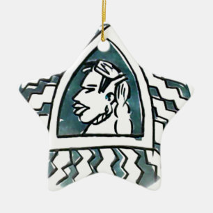 African Beauty Bongo Maasai Portrait Tribal Art Ceramic Tree Decoration