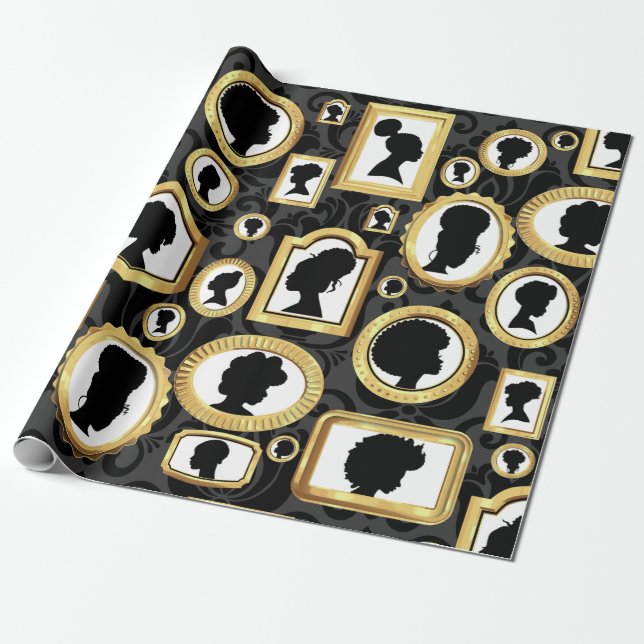 african beauty vintage damask cameo wrapping paper (Unrolled)