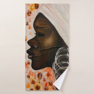 African Beauty - Watercolor Painting Bath Towel Set
