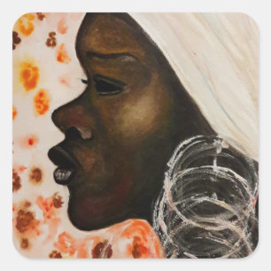 African Beauty - Watercolor Painting Square Sticker