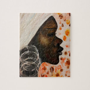 African Beauty - Watercolor Painting - Woman Face Jigsaw Puzzle