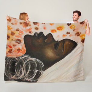 African Beauty Woman Fleece Blanket Painting