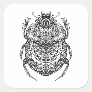 African Beetle Zendoodle Square Sticker