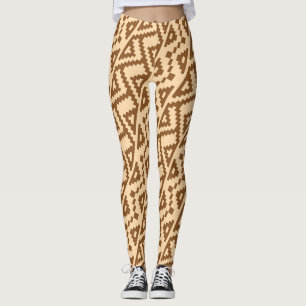 African Beige Brown Minimal Pattern Leggings