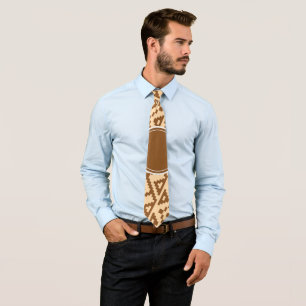African Beige Brown Minimal Pattern Tie
