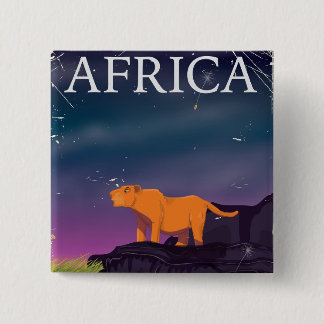 African Big Cat Vintage Poster 15 Cm Square Badge