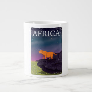 African Big Cat Vintage Poster Large Coffee Mug