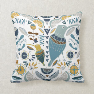 African Bird / African Design / Shweshwe / teal Cushion