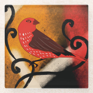African bird glass coaster