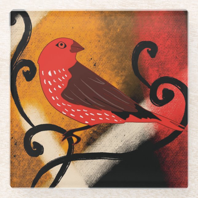 African bird glass coaster (Front)
