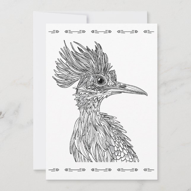 African Bird Print and Colour Card, Congratulation Holiday Card (Front)