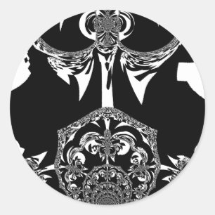 African Black and White Art Print Classic Round Sticker
