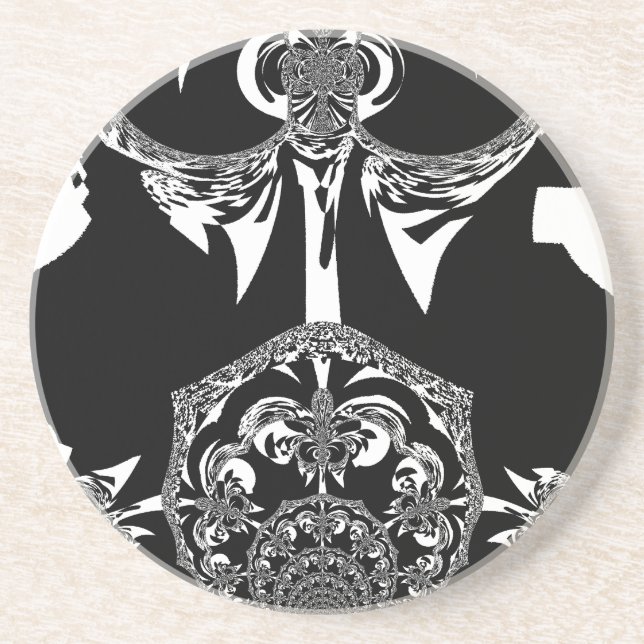 African Black and White Art Print Coaster (Front)