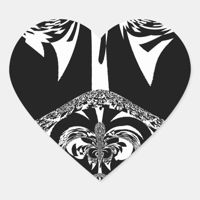 African Black and White Art Print Heart Sticker (Front)