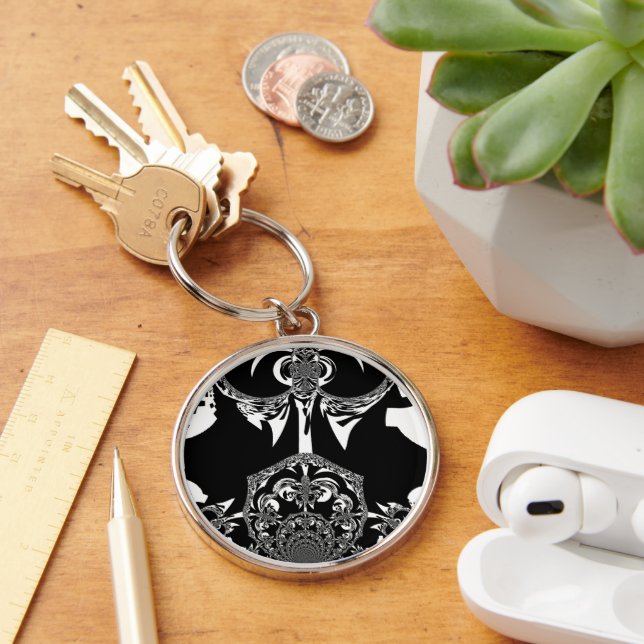 African Black and White Art Print Key Ring (Desk)