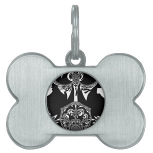 African Black and White Art Print Pet ID Tag