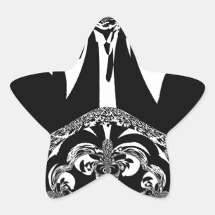 African Black and White Art Print Star Sticker