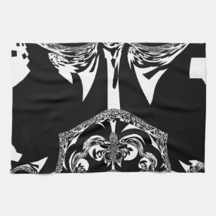 African Black and White Art Print Tea Towel