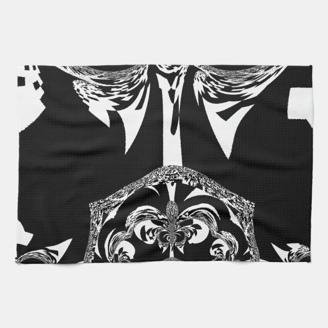 African Black and White Art Print Tea Towel (Horizontal)