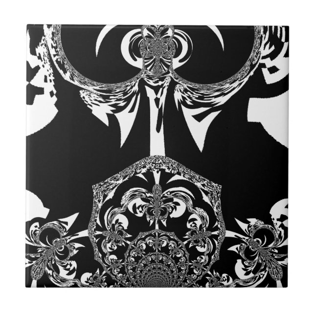 African Black and White Art Print Tile (Front)
