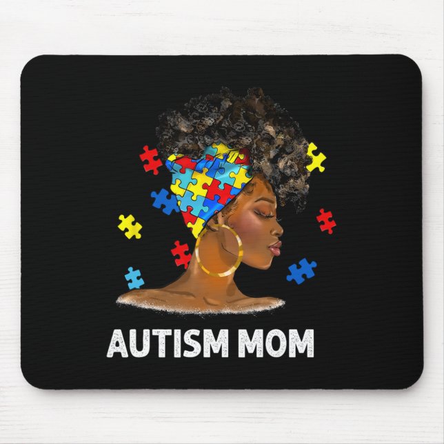 African Black Autism Mum Afro Mother Autism Awaren Mouse Mat (Front)