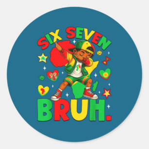 African Black Dabbing Bruh Seven History American  Classic Round Sticker