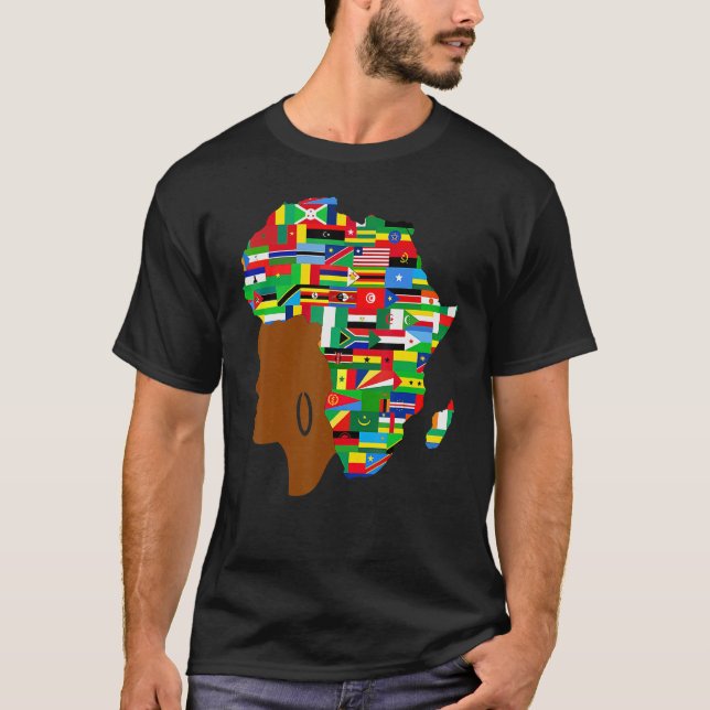 African Black Queen  Map Of Africa  Black History  T-Shirt (Front)