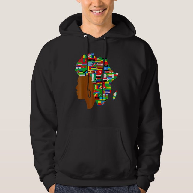 African Black Queen Map Of Africa Black History Wo Hoodie (Front)