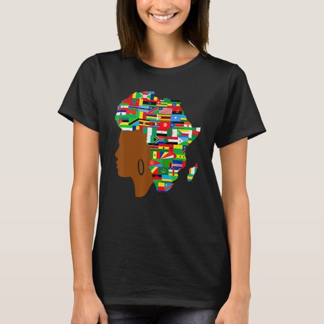 African Black Queen Map Of Africa Black History Wo T-Shirt (Front)