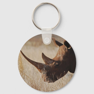 African black rhino with big horns key ring