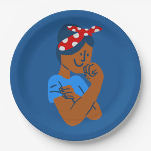 african black rosie the riveter rockabilly retro  paper plate