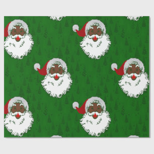 african black santa claus christmas trees green wrapping paper
