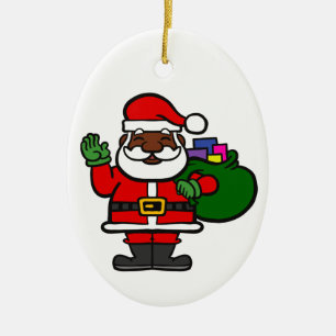 african black santa claus xmas ceramic tree decoration