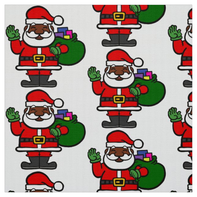 african black santa claus xmas fabric (Swatch)