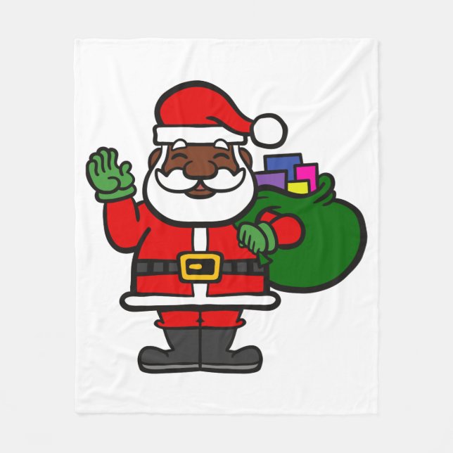african black santa claus xmas fleece blanket (Front)