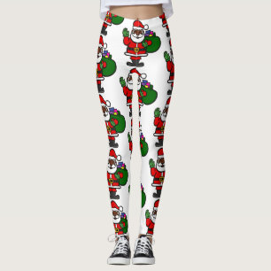 african black santa claus xmas leggings