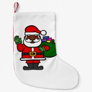 african black santa claus xmas small christmas stocking