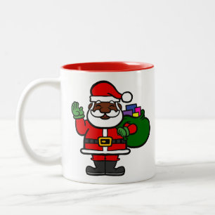 african black santa claus xmas Two-Tone coffee mug